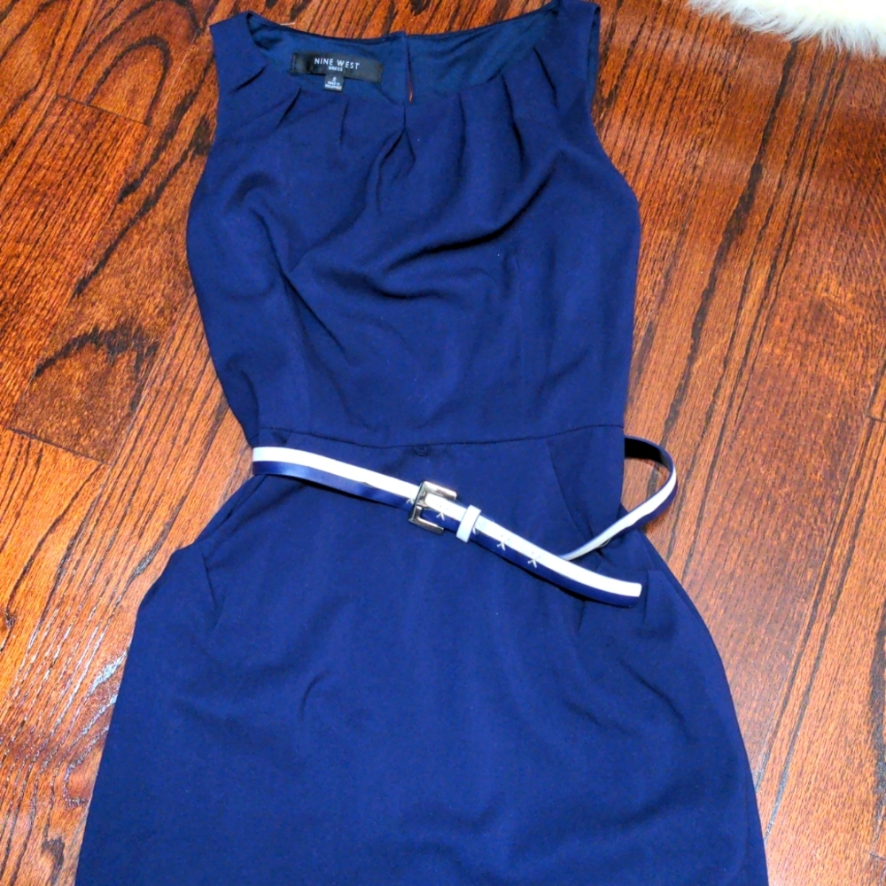 Navy blue knee length dress